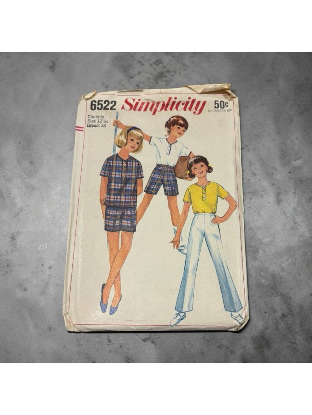 Vintage 1960s Simplicity Pattern 12 1/2 Girls Chubbie Pants Shorts Shirt